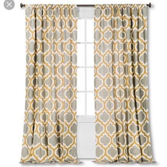 Target Accents Threshold 2 Curtain Panels Gray Yellow Ikat